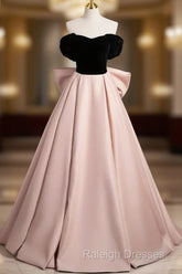 A-Line Off Shoulder Satin Champagne Long Prom Dresses, Champagne Long Evening Dresses